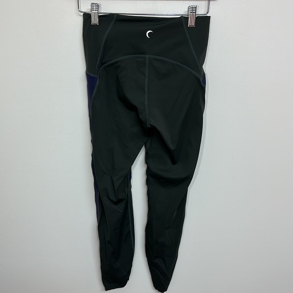 Zyia Active Olive Green Leggings Blue Stripe Mesh Size 4‎ - Picture 5 of 8